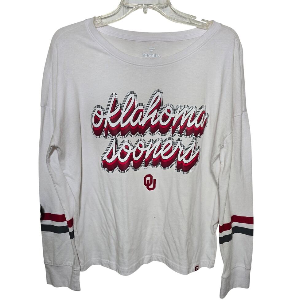 Womens Fanatics White Oklahoma Sooners Retro Power Striped Long Sleeve Shirt Med
